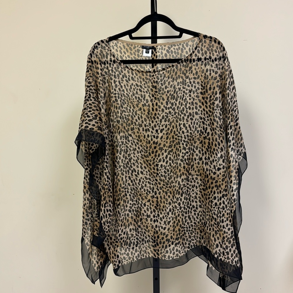 Talbots silk leopard print coverup